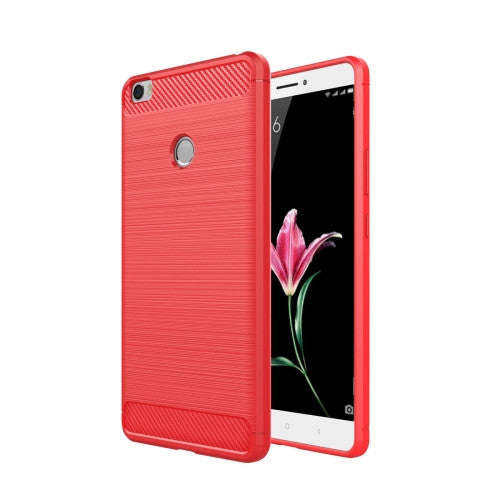 For Xiaomi Mi Max Brushed Texture Fiber TPU Rugged Armor Protective Case (Red)