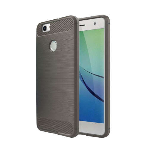 For Huawei nova Brushed Texture Carbon Fiber TPU Rugged Armor Protective Case (Grey)