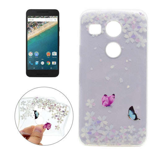 For LG Nexus 5X Variegated Butterflies Pattern Soft Transparent TPU Protective Back Cover Case