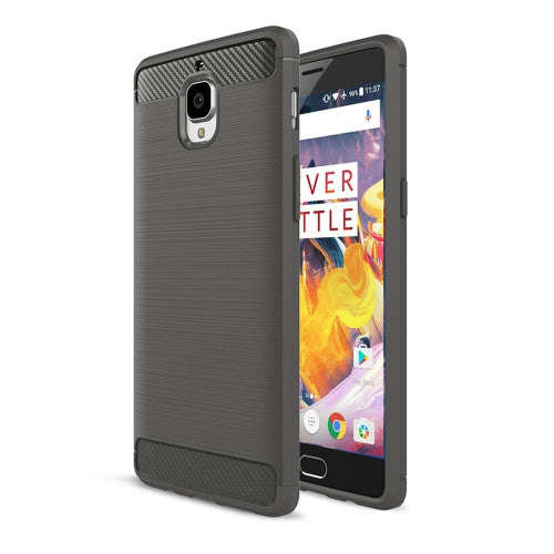 OnePlus 3T Brushed Texture Carbon Fiber TPU Rugged Armor Protective Case(Grey)