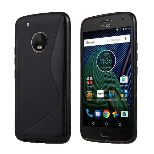 For Motorola Moto G5 Plus S-Shaped Anti-slip Frosted TPU Protective Case (Black)