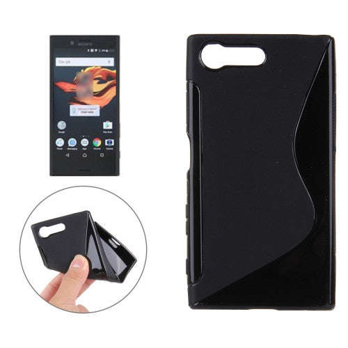 For Sony Xperia X Compact S-Shaped Soft TPU Protective Cover Case(Black)