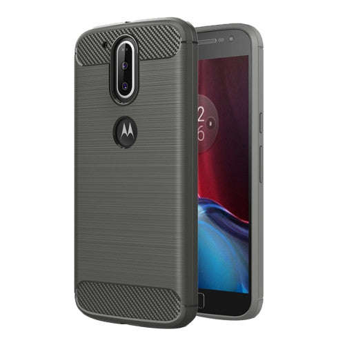 For Motorola Moto G Plus (4th Gen.) Brushed Texture Fiber TPU Rugged Armor Protective Case(Grey)