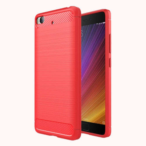 Xiaomi Mi 5s Case, Brushed Texture Fiber TPU Rugged Armor Protective Case(Red)