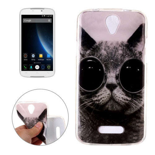 For DOOGEE X6 Cool Cat Pattern TPU Soft Protective Back Cover Case