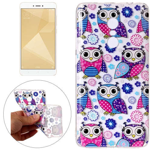 Xiaomi Redmi Note 4 Case, Flower Owls Pattern Embossment TPU Protective Back Cover Case