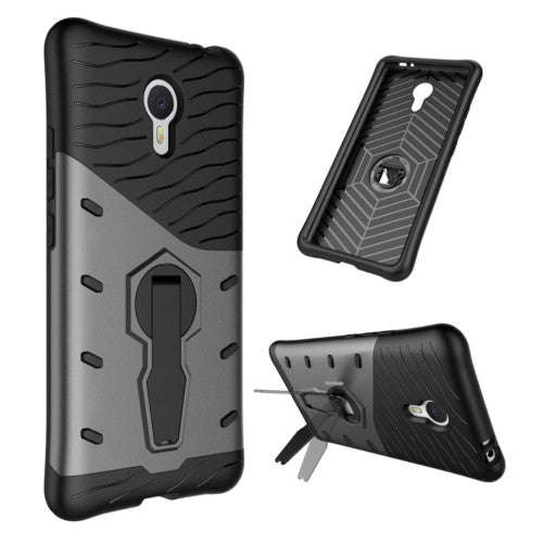 Meizu M3 Note Shock-Resistant 360 Degree Spin Tough Armor TPU+PC Combination Case with Holder(Black)