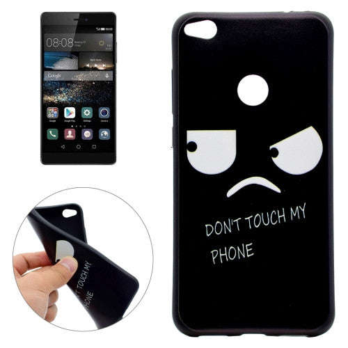 Huawei P8 Lite (2017) Dont Touch My Phone Eyes and Words Angry Face Pattern Soft TPU Protective Case