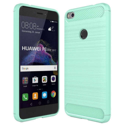 Huawei P8 Lite (2017) Brushed Carbon Fiber Texture Shockproof TPU Protective Case(Green)