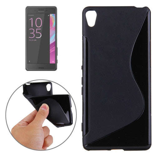 For Sony Xperia XA S-Shaped Soft TPU Protective Cover Case(Black)