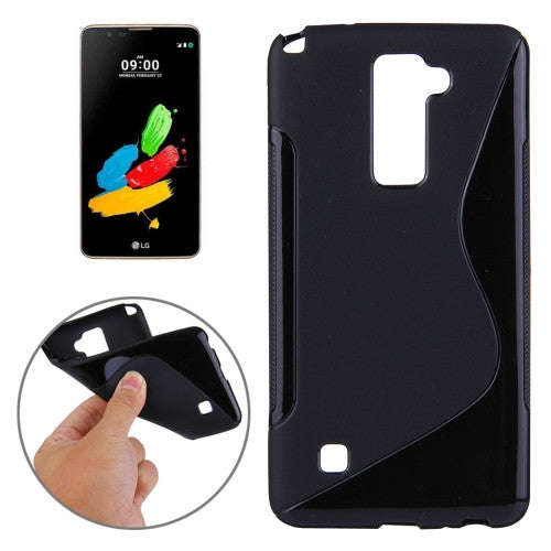 For LG Stylus 2 S-Shaped Soft TPU Protective Cover Case(Black)