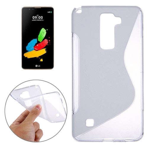 For LG Stylus 2 S-Shaped Soft TPU Protective Cover Case(Transparent)