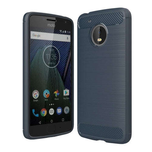 For Motorola Moto G5 Brushed Carbon Fiber Texture Shockproof TPU Protective Cover Case (Blue)