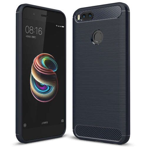 Xiaomi Mi 5X Case, Carbon Fiber TPU Brushed Texture Shockproof Protective Back Cover Case(navy)