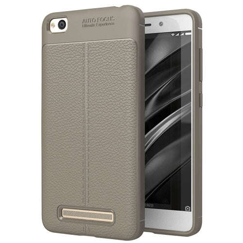 Xiaomi Redmi 4A Case, Litchi Texture TPU Protective Back Cover Case (Grey)
