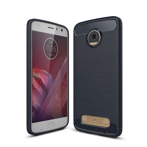 For Motorola Moto Z2 Play Brushed Texture Carbon Fiber Shockproof TPU Rugged Armor Protective Cas...
