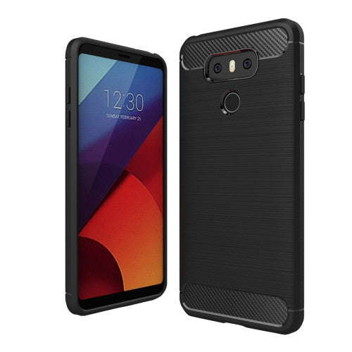 For LG G6 Brushed Carbon Fiber Texture Shockproof TPU Protective Cover Case (Black)