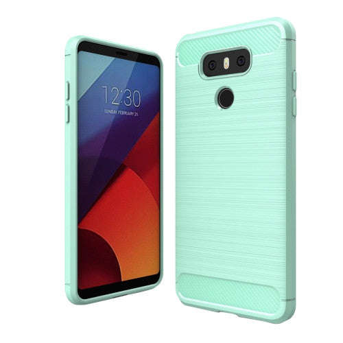 For LG G6 Brushed Carbon Fiber Texture Shockproof TPU Protective Cover Case (Green)