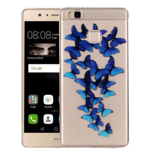 Huawei P9 Lite Cute Blue Butterflies Pattern IMD Workmanship Soft TPU Protective Case