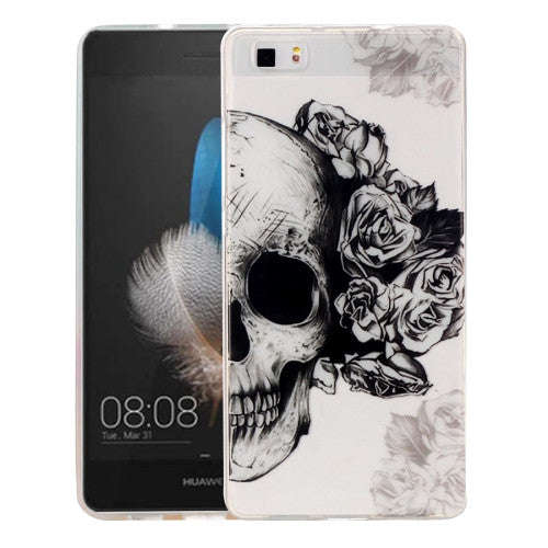 Huawei P8 Lite Skull Pattern IMD Workmanship Soft TPU Protective Case