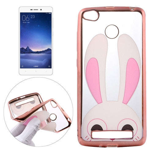 Xiaomi Redmi 3s Case, Rabbit Pattern Electroplating Frame Soft TPU Protective Case