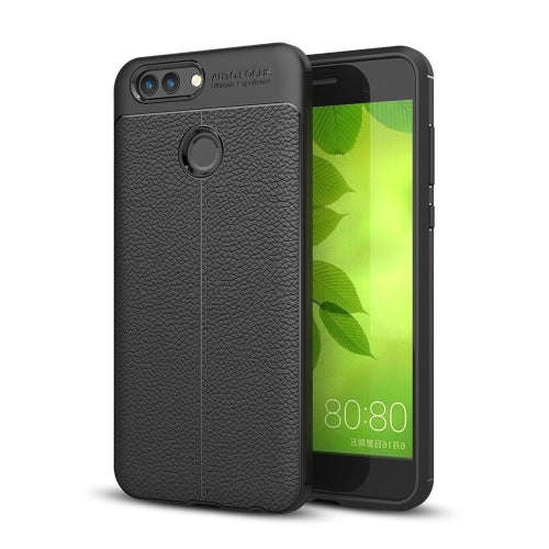 For Huawei Nova 2 Litchi Texture Soft TPU Anti-skip Protective Cover Back Case(Black)