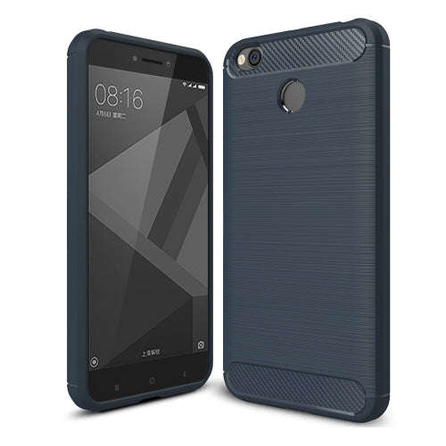 Xiaomi Redmi 4X  Brushed Carbon Fiber Texture Shockproof TPU Protective Cover Case (Dark Blue)