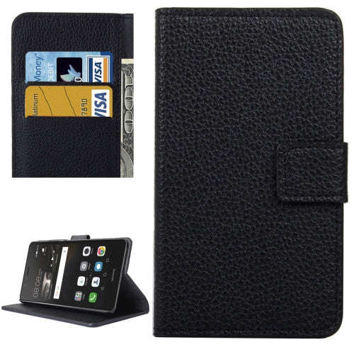 Huawei P9 Lite Litchi Texture Horizontal Flip Leather Case with Holder & Card Slots & Wallet(Black)