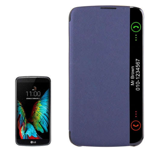 For LG K10 Solid Color Smooth Surface Horizontal Flip Leather Case with Caller ID Display Functio...