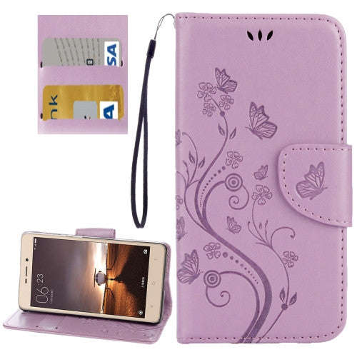 Xiaomi Redmi 3 Pro / 3s Butterflies Love Flowers Embossing Horizontal Flip Leather Case with Hold...