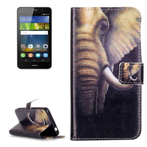 Huawei Y6 Pro Embossment Big Ears Elephant Pattern Horizontal Flip Leather Case with Holder & Car...