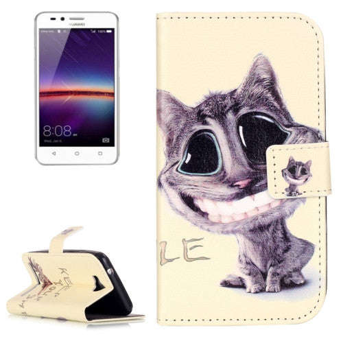 Huawei Y3 II Embossment Smiling Cat Pattern Horizontal Flip Leather Case with Holder & Card Slots...