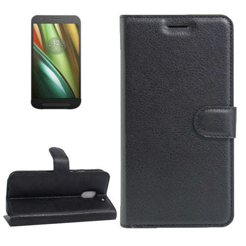 For Motorola Moto E (3rd Gen) Litchi Texture Horizontal Flip Leather Case with Magnetic Buckle & ...