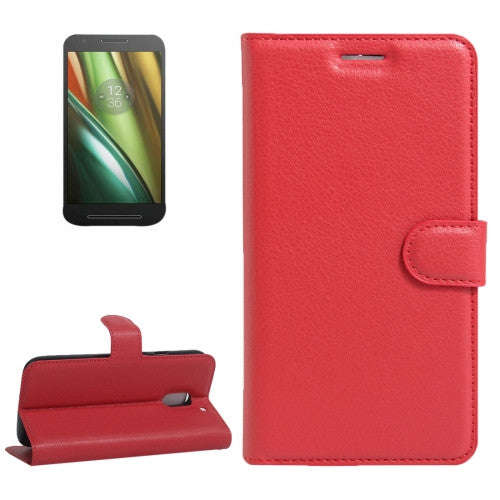 For Motorola Moto E (3rd Gen) Litchi Texture Horizontal Flip Leather Case with Magnetic Buckle & ...