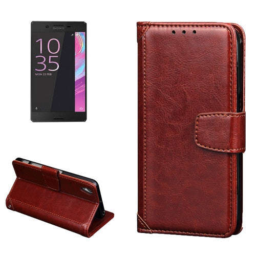 For Sony Xperia XA Crazy Horse Texture Horizontal Flip Leather Case with Photo Frame & Holder & C...