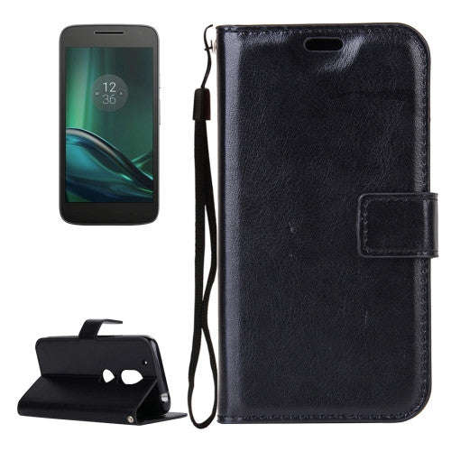 For Motorola Moto G4 Play Crazy Horse Texture Horizontal Flip PU Leather Case with Holder & Card ...