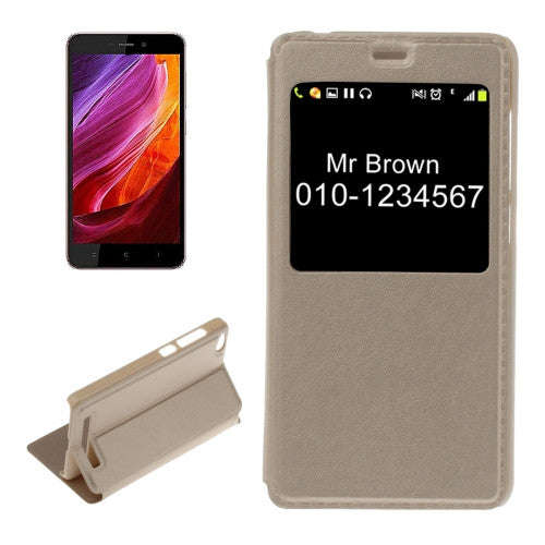 For Xiaomi Redmi 4A Litchi Texture Horizontal Flip PU Leather Case with Call Display ID (Gold)