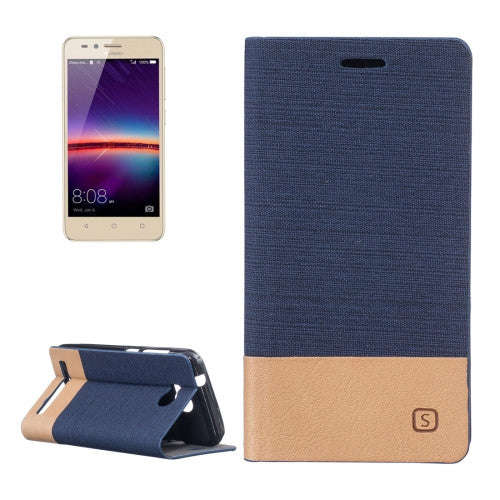 Huawei Y3 II Canvas Pattern PU + TPU Horizontal Flip Leather Case with Holder & Card Slots (Dark ...