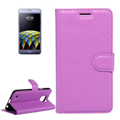 For LG X Cam Litchi Texture Horizontal Flip Leather Case with Holder & Card Slots & Wallet(Purple)