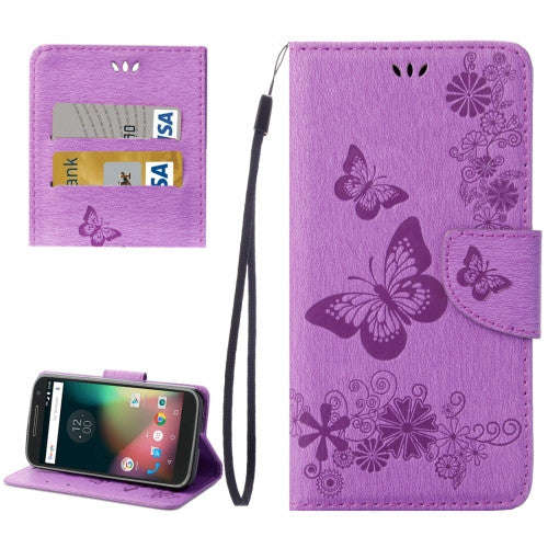 For Motorola Moto G (4rd gen) Plus Pressed Flowers Butterfly Pattern Leather Case with Holder & C...