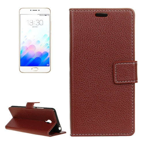 Meizu M3 Note Litchi Texture Horizontal Flip Leather Case with Holder & Card Slots & Wallet(Brown)