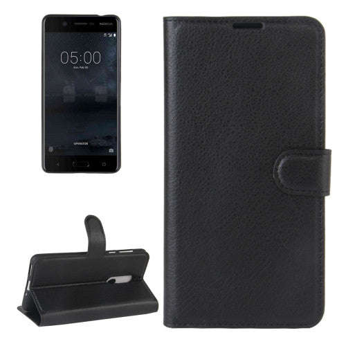 For Nokia 5 Litchi Texture Horizontal Flip Leather Case with Holder & Card Slots & Wallet(Black)