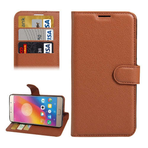 For Lenovo P2 Litchi Texture Horizontal Flip Leather Case with Holder & Card Slots & Wallet(Brown)