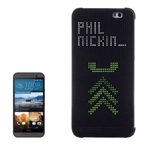 HTC One M9 Horizontal Flip Dot View Protective Case with Sleep / Wake-up Function(Black)