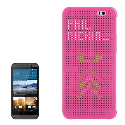 HTC One M9 Horizontal Flip Dot View Protective Case with Sleep / Wake-up Function(Magenta)