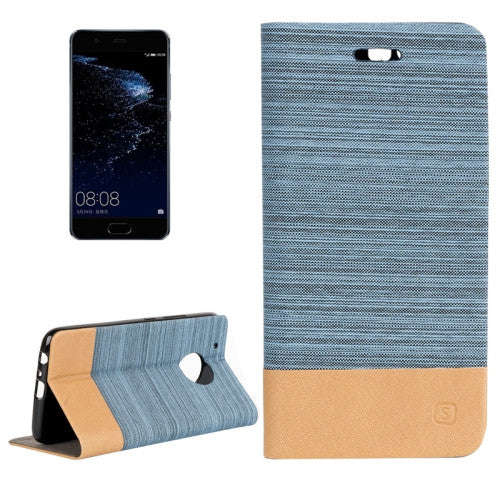 Huawei P10 Denim Texture Horizontal Flip Leather Case with Holder & Card Slots & Wallet (Blue)