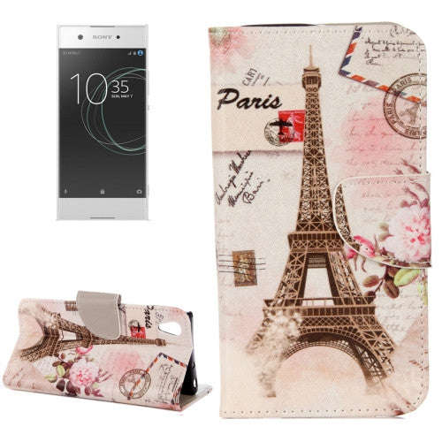 For Sony Xperia XA1 Ultra Eiffel Tower Pattern Horizontal Flip Leather Case with Holder & Card Sl...