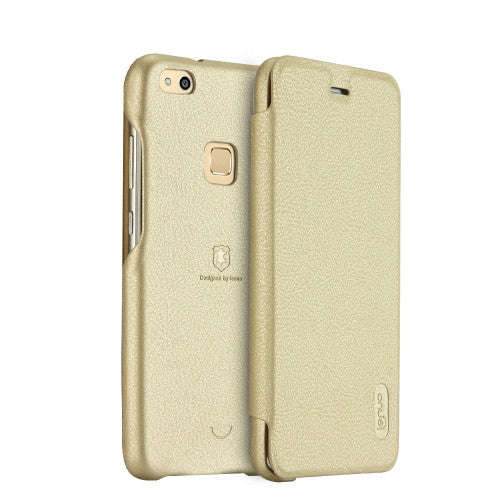 Lenuo Huawei P10 Lite PU+PC Litchi Texture Horizontal Flip Leather Case with Card Slots (Gold)