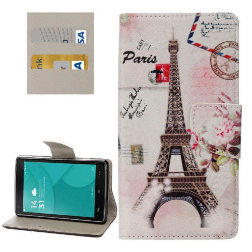 For DOOGEE X5 Max / Max Pro Eiffel Tower Pattern Horizontal Flip Leather Case with Holder & Card ...