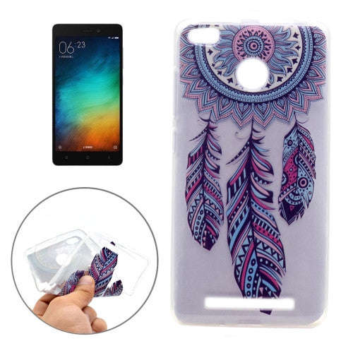 For Xiaomi Redmi 3s Windmill Pattern Transparent Soft TPU Protective Back Cover Case